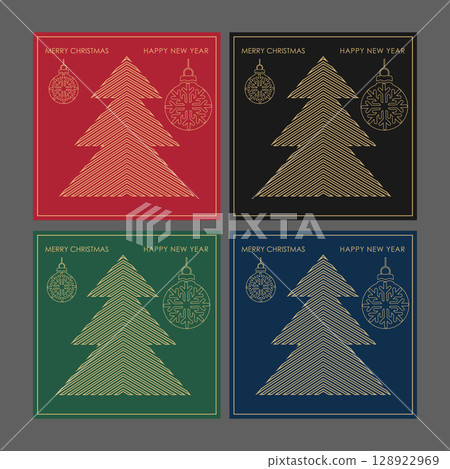 Merry Christmas and Happy New Year. A holiday greeting template for postcards, banners and flyers. A set of color options Merry Christmas and Happy New Year. A holiday greeting template for postcards, banners and flyers. A set of color options 128922969
