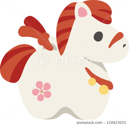 馬，馬駒，馬，馬年，泥鈴，2026 年新年，新年賀卡材料，2026 年，可愛，現代日式，插圖 128923035