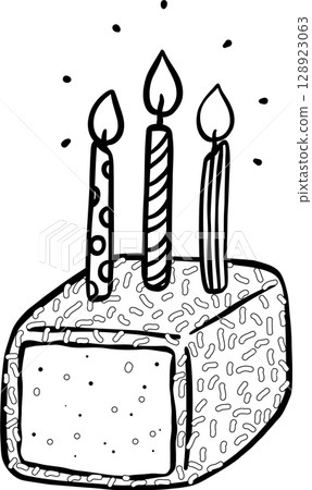 Lamington Birthday Cake with Candles Doodle Outline Hand Drawn Lamington Birthday Cake with Candles Doodle Outline Hand Drawn 128923063