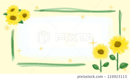 夏季可愛向日葵裝飾框架插圖 128923113
