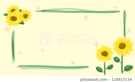 Summer cute sunflower decorative frame illustration 128923114