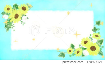 Summer cute sunflower decorative frame illustration 128923121