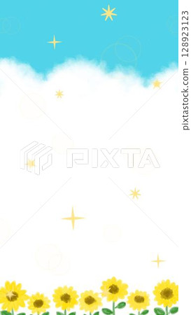 夏季可愛向日葵裝飾框架插圖 128923123