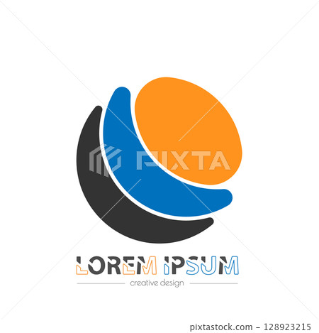 Company logo. Composite circle. Template for a brand, sticker. Business ID for a business card, letterhead. Preparation of corporate identity Company logo. Composite circle. Template for a brand, sticker. Business ID for a business card, letterhead. Preparation of corporate identity 128923215