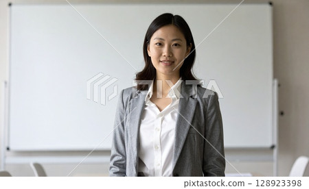 Close-up of a well-postured business woman in a conference room 128923398