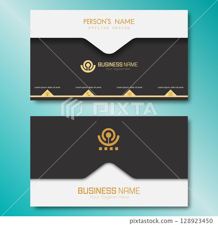 A business card. Premium double-sided business card design. Corporate and individual corporate identity template 128923450