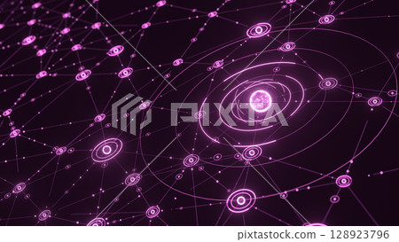 Abstract digital network background purple 128923796