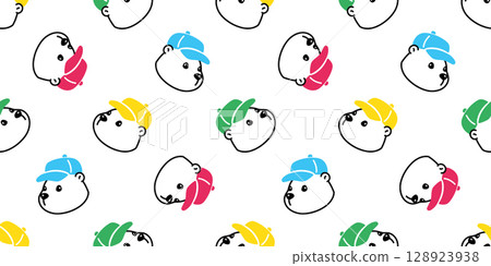 bear seamless pattern polar bear cap hat rgb colorful vector cartoon doodle teddy tile background gift wrapping paper repeat wallpaper scarf isolated illustration design bear seamless pattern polar bear cap hat rgb colorful vector cartoon doodle teddy tile background gift wrapping paper repeat wallpaper scarf isolated illustration design 128923938