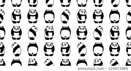 panda bear seamless pattern polar bear vector cartoon doodle teddy tile background gift wrapping paper repeat wallpaper scarf isolated illustration design 128923968