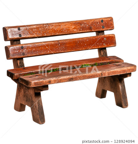 Rustic Wooden Bench with Simple Design Perfect for Outdoor Garden and Park Spaces 128924094