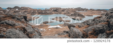Mountain Lake Landscape Serenity Nature Scenery Rocks View Picturesque Alpine Panorama Breathtaking 128924178