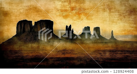 Monument Valley Sunrise Dramatic Silhouette Arizona Landscape Sky Gold Dark View West Rock Mesa Wild Monument Valley Sunrise Dramatic Silhouette Arizona Landscape Sky Gold Dark View West Rock Mesa Wild 128924408