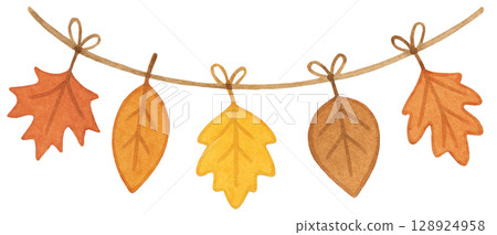Fall Garland with Leaves Fall Garland with Leaves 128924958