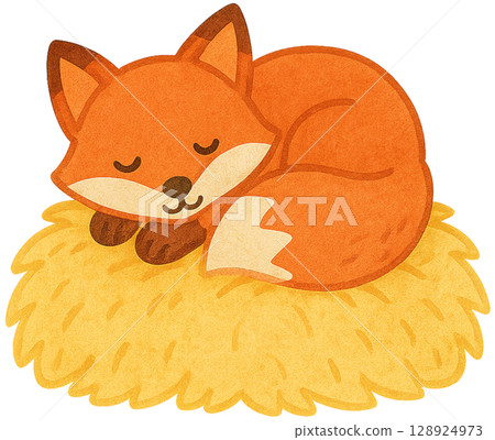 Fox on Hay Bale Fox on Hay Bale 128924973