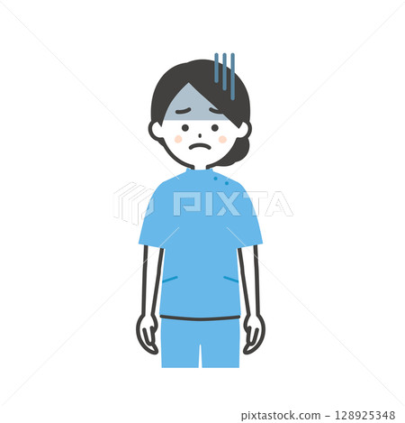 Illustration of a woman in a Casey costume with a gloomy expression 128925348