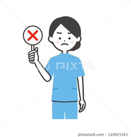 一名扮成凱西的女子手持錯誤答題卡的插圖 128925361