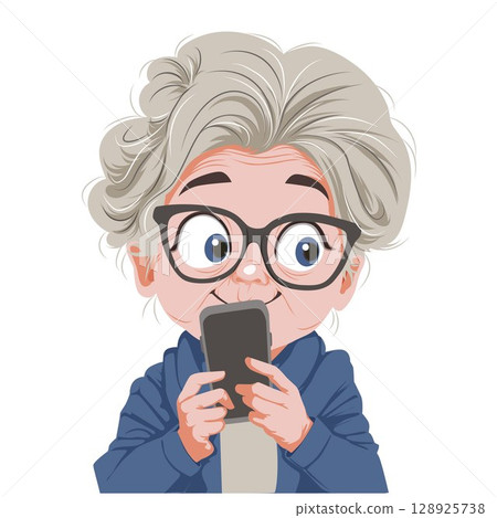 old woman play smarphone 128925738