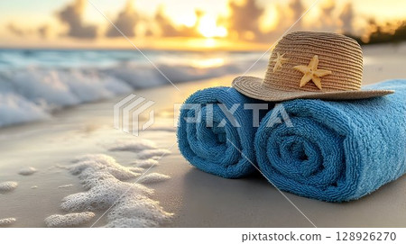 Light blue towels interior stock photo Light blue towels interior stock photo 128926270