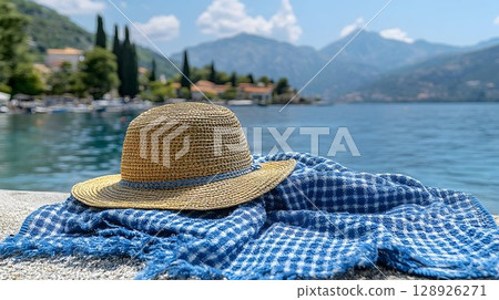 Light colored hat outdoor scene 128926271