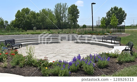 Outdoor structure in park landscape 128926313