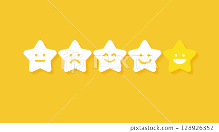 評論之星點擊顧客滿意度高評價圖示 | 向量素材醒目的背景卡 128926352
