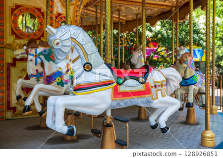 Merry go Round or carousel horse at amusement park, Shanghai Merry go Round or carousel horse at amusement park, Shanghai 128926851