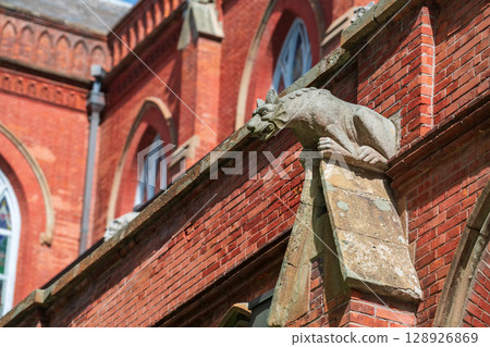 gargoyles statue at St. Ignatius Xujiahui Cathedral facade, Shanghai 128926869