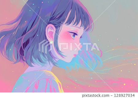 眼含淚水的女孩(插圖、幻想、背景、壁紙) 眼含淚水的女孩(插圖、幻想、背景、壁紙) 128927034