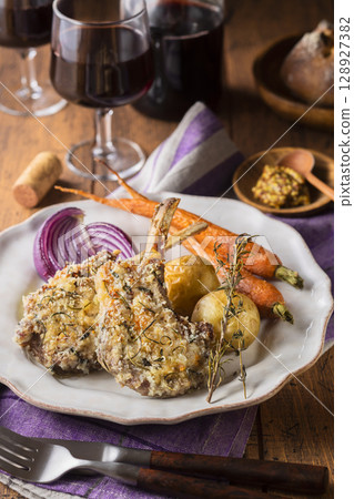 香草麵包屑羊排 128927382