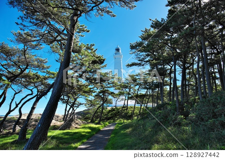 島根縣出雲市三崎燈塔的夏日 128927442