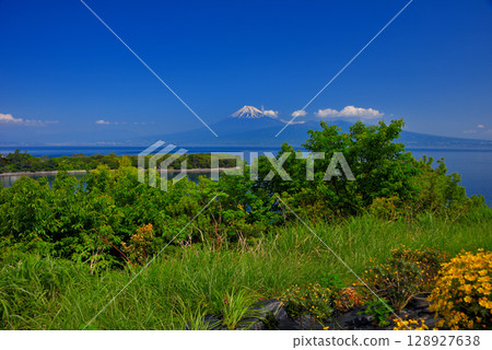 Chubu region, Izu Peninsula, Osezaki, Mount Fuji view spot Nishiura Eri, view from the parking lot, Nishiura, Numazu City, Shizuoka Prefecture (4) Chubu region, Izu Peninsula, Osezaki, Mount Fuji view spot Nishiura Eri, view from the parking lot, Nishiura, Numazu City, Shizuoka Prefecture (4) 128927638