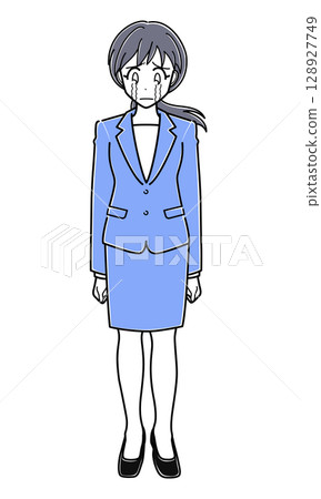 Crying office lady in a suit (simple) 128927749