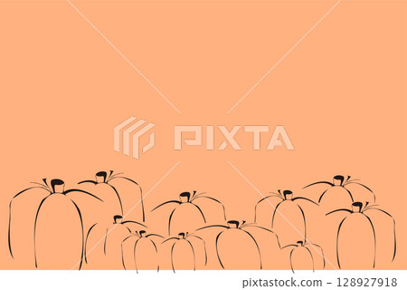 Paper-cut style. Pumpkin illustration, pumpkin color background, brush drawing 128927918