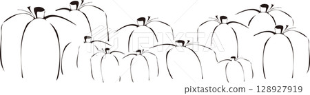 Hand-drawn illustration of a pumpkin, paper-cut style, brush-drawn, transparent background, lines only 128927919