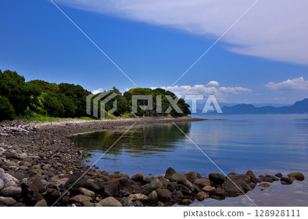 中部地區，伊豆半島，大瀨崎，潛水勝地，從大瀨海灘眺望，西浦，沼津市，靜岡縣（4） 128928111