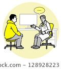 Obese man consulting a doctor 128928223