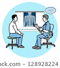 Doctor and patient explaining while looking at X-ray 128928224