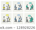 Doctor-patient consultation scene set of 6 patterns (by gender and generation) 128928226