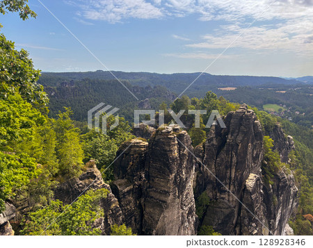 Saxon Switzerland view from above. Saxon Switzerland view from above. 128928346