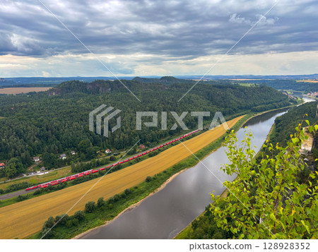 Saxon Switzerland view from above. Saxon Switzerland view from above. 128928352