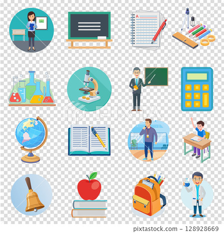 vector icon set about back-to-school theme vector icon set about back-to-school theme 128928669