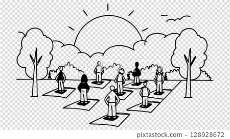 vector illustration of doing yoga in the park vector illustration of doing yoga in the park 128928672