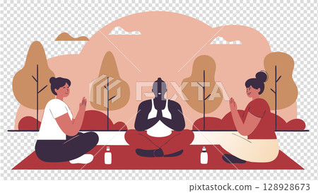 vector illustration of doing yoga in the park vector illustration of doing yoga in the park 128928673