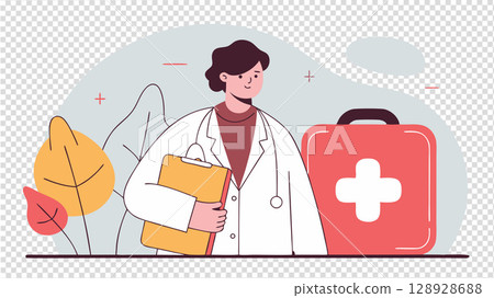 vector illustration of doctor with stethoscope 128928688