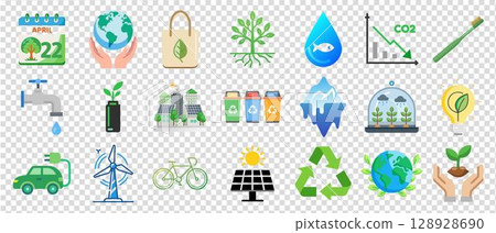 vector ecology icon set 128928690