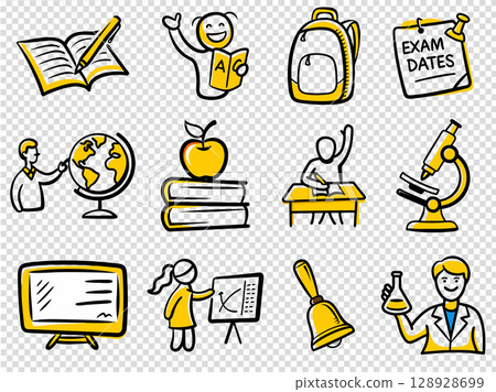 vector icon set on back-to-school theme 128928699