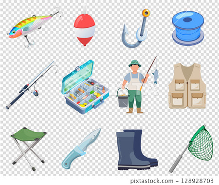 vector icon set about fishing 128928703