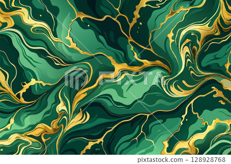 Abstract green golden marble premium texture. Modern vector background 128928768