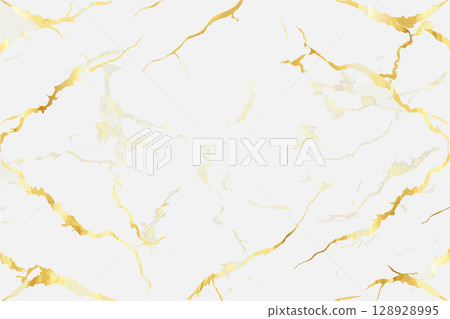 Elegant White and Gold Marble Texture Background. Vector Illustration. 128928995