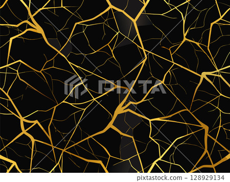 Vector Illustration of black marble with gold veins. Luxury stone texture. Vector Illustration of black marble with gold veins. Luxury stone texture. 128929134